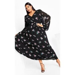 City Chic Jemina Maxi Dress Vintage Rose Bud Size 16